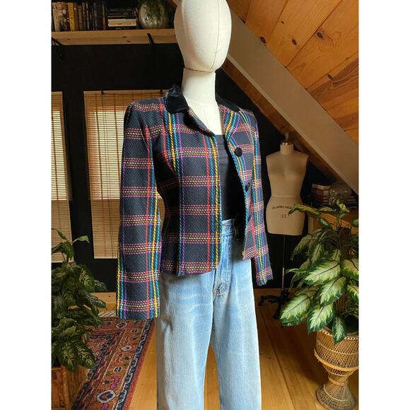 Vintage Jacket Rainbow Plaid Black - Picture 7 of 7